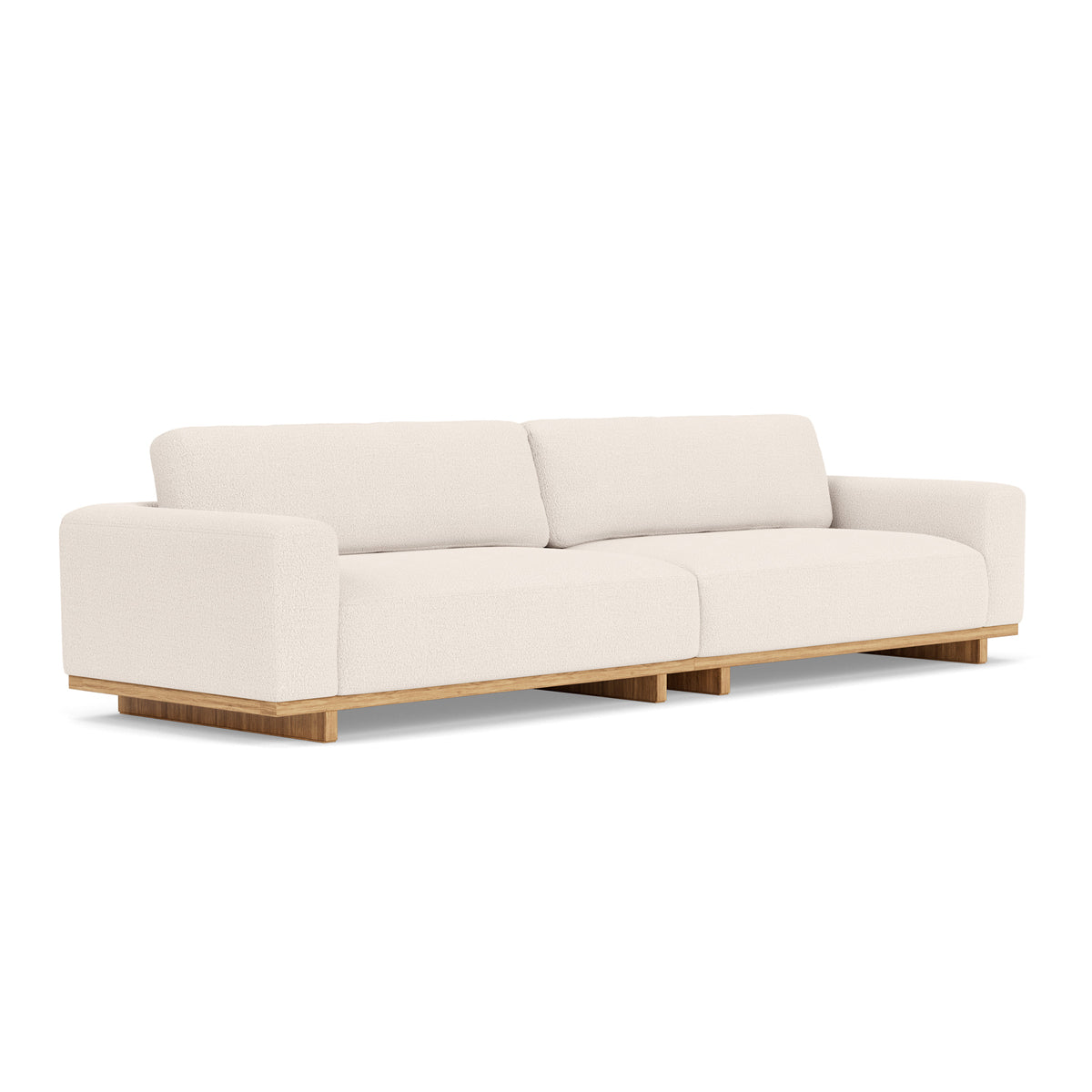 Aya Boucle 4-Seater Sofa - Modern Upholstered Sectional Couch for Living Room, Lounge & Office - Soft Fabric Comfortable Seating for Home Decor