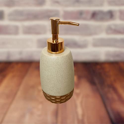 Honeycomb Bathroom Accessory Set - 4 Piece Vanity Organizer with Soap Dispenser, Toothbrush Holder, Toothbrush Cup & Soap Dish | Modern Bathroom Decor for Countertop Organization