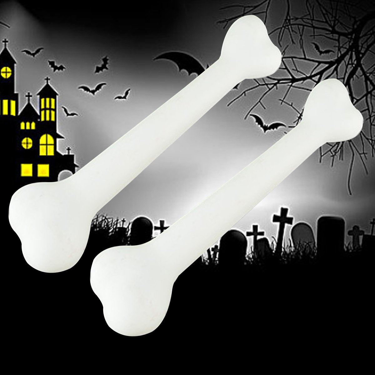Amosfun Halloween Props - Realistic Plastic Human Skeleton & Dog Bone Models - Scary Party Decorations for Halloween, Cosplay, Haunted House, and Themed Events