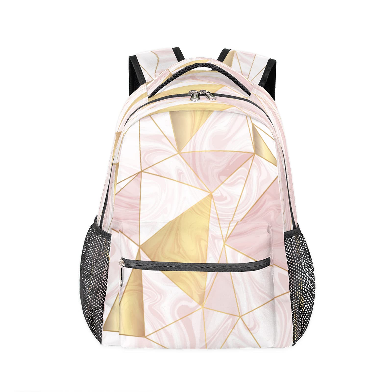Pastel Geometric Waterproof Laptop Backpack for College, Travel & Hiking - Lightweight School Bookbag with USB Charging Port - Perfect for Work, Commuting & Outdoor Adventures (Women & Men)