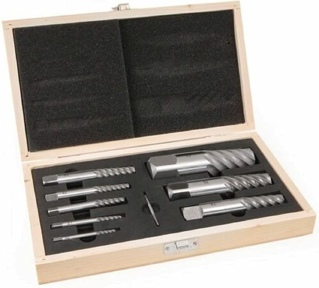 9PC Large Spiral Screw Bolt Pipe Extractor Easy Out Set - Professional Extractor Tool Kit for Removing Broken Bolts, Nuts and Pipes - Ideal for Automotive, Plumbing and DIY Repairs