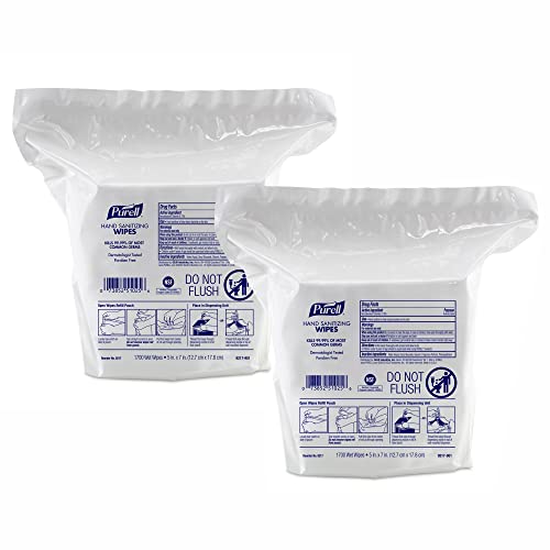 Purell® Hand Sanitizing Wipes - Citrus Scent, 3,400 Wipes Total (2 Bags x 1,700 Wipes) | Kills 99.99% of Germs | Portable & Individually Wrapped | Perfect for Travel, Office, Schools & Home Use