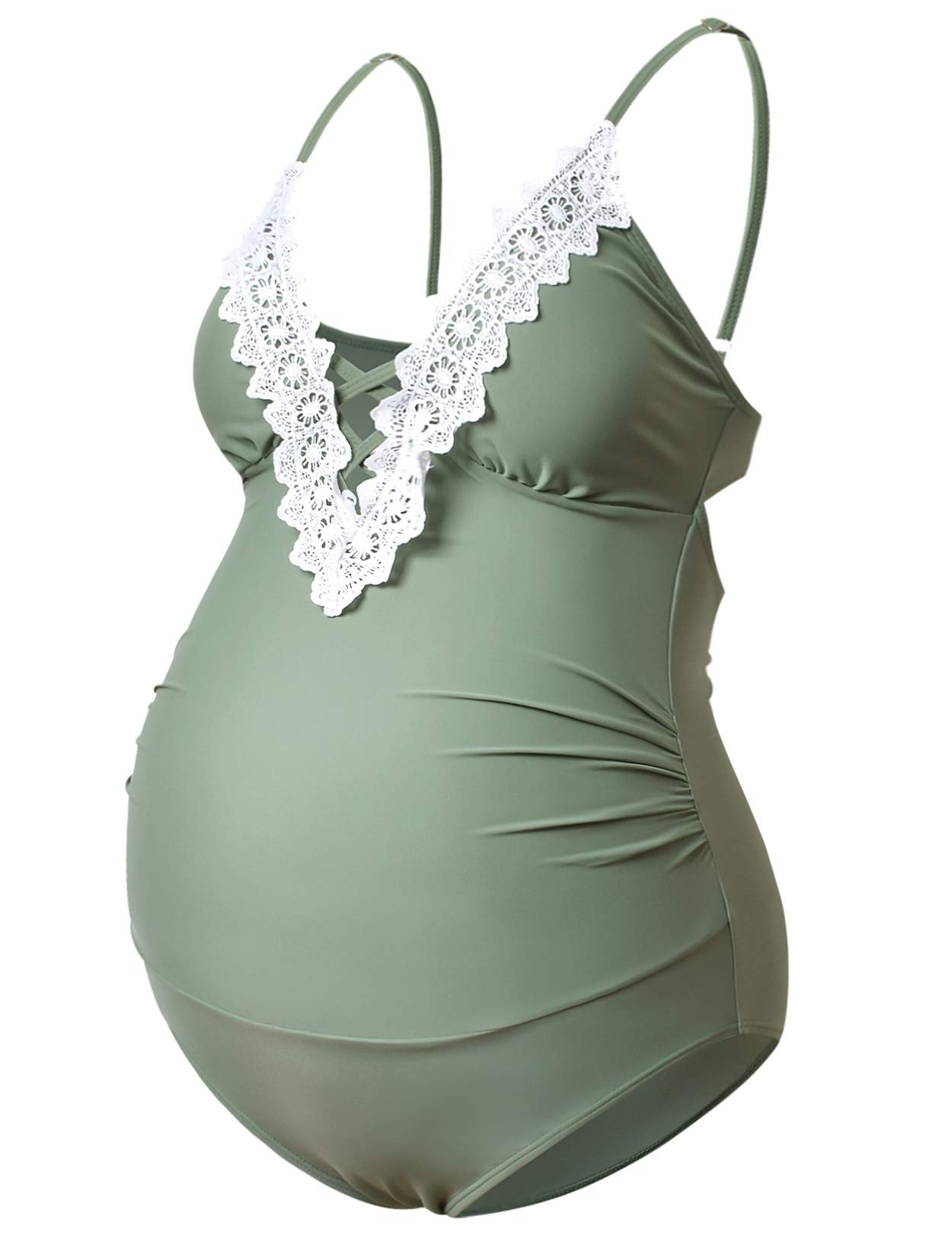 Maternity Lace One Piece Swimsuits for Women - Elegant Pregnancy Bikini Bathing Suit, Comfortable Swimwear for Beach, Pool & Maternity Photoshoot