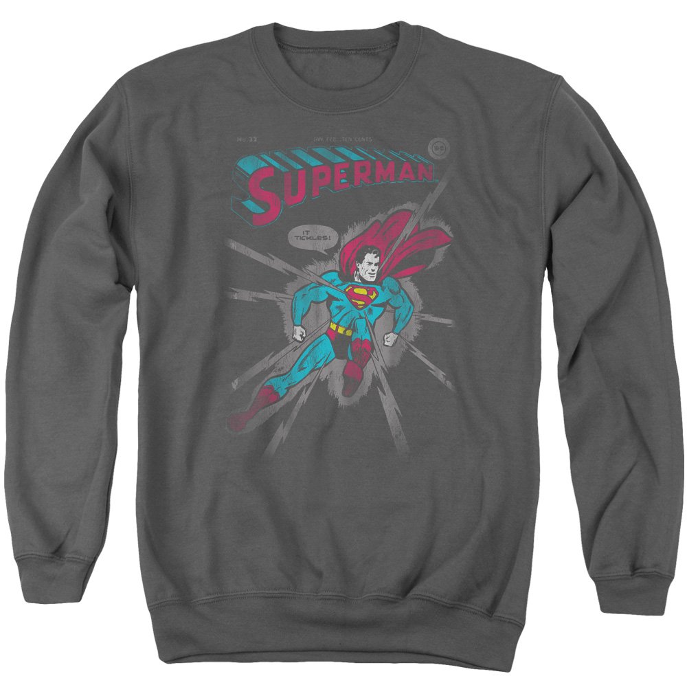 Superman It Tickles Unisex Crewneck Sweatshirt for Men & Women - Casual Comfort Wear for Superhero Fans, Lounge & Everyday Style