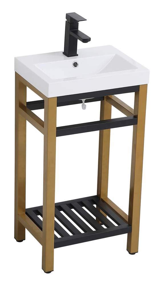 18 Inch Single Bathroom Vanity - Gold & Black Metal Bathroom Sink Cabinet with Mirror | Modern Elegant Decor for Small Bathrooms & Powder Rooms