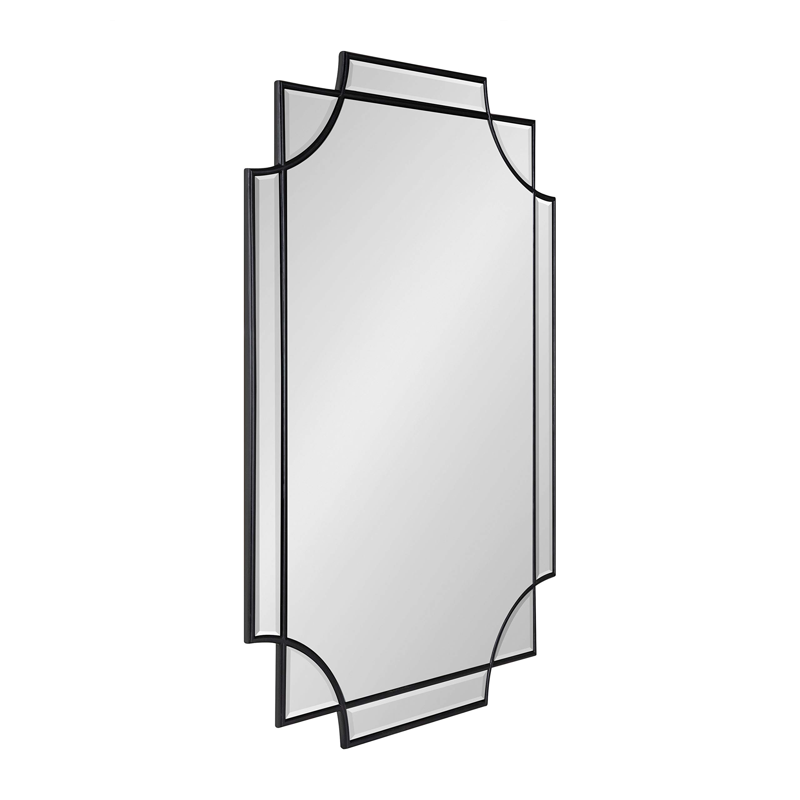 Kate and Laurel Minuette Glam Wall Mirror - 24x36 Inches Black Traditional Boho Decor for Living Room, Bedroom & Entryway