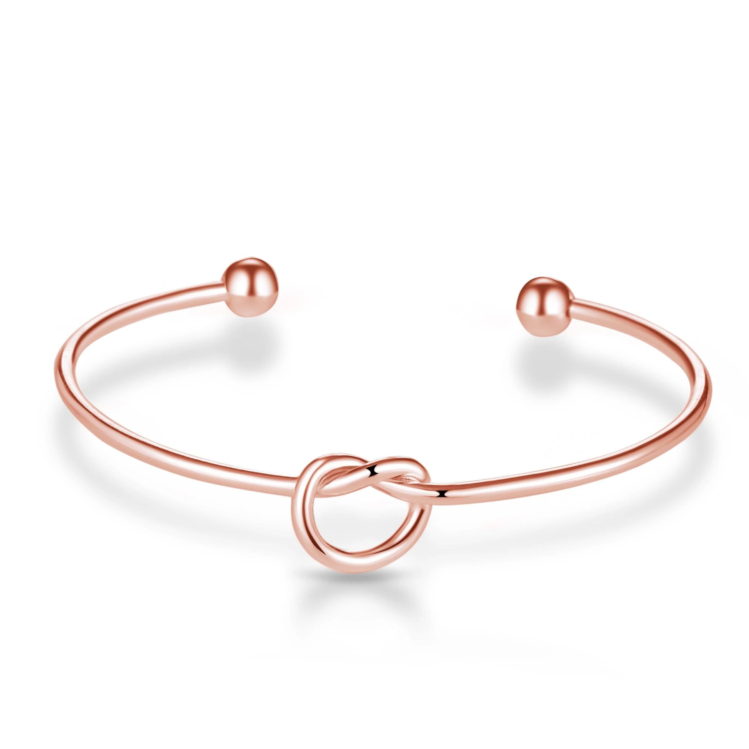Philip Jones Rose Gold Plated Love Knot Cuff Bangle Bracelet for Women - Elegant Jewelry Gift for Anniversary, Valentine's Day & Special Occasions
