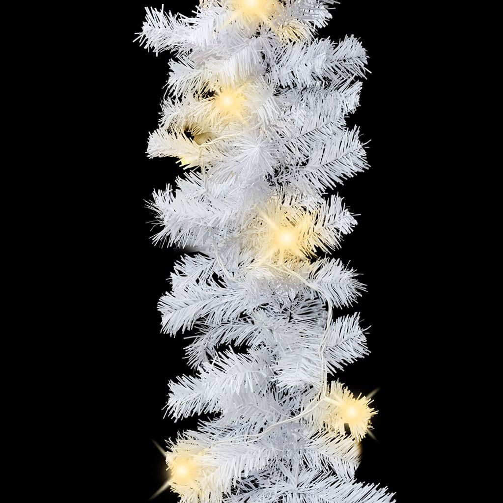 Christmas Garland with LED Lights White 16 ft PVC - Perfect for Holiday Decor, Fireplace Mantel, Staircase & Window Trim
