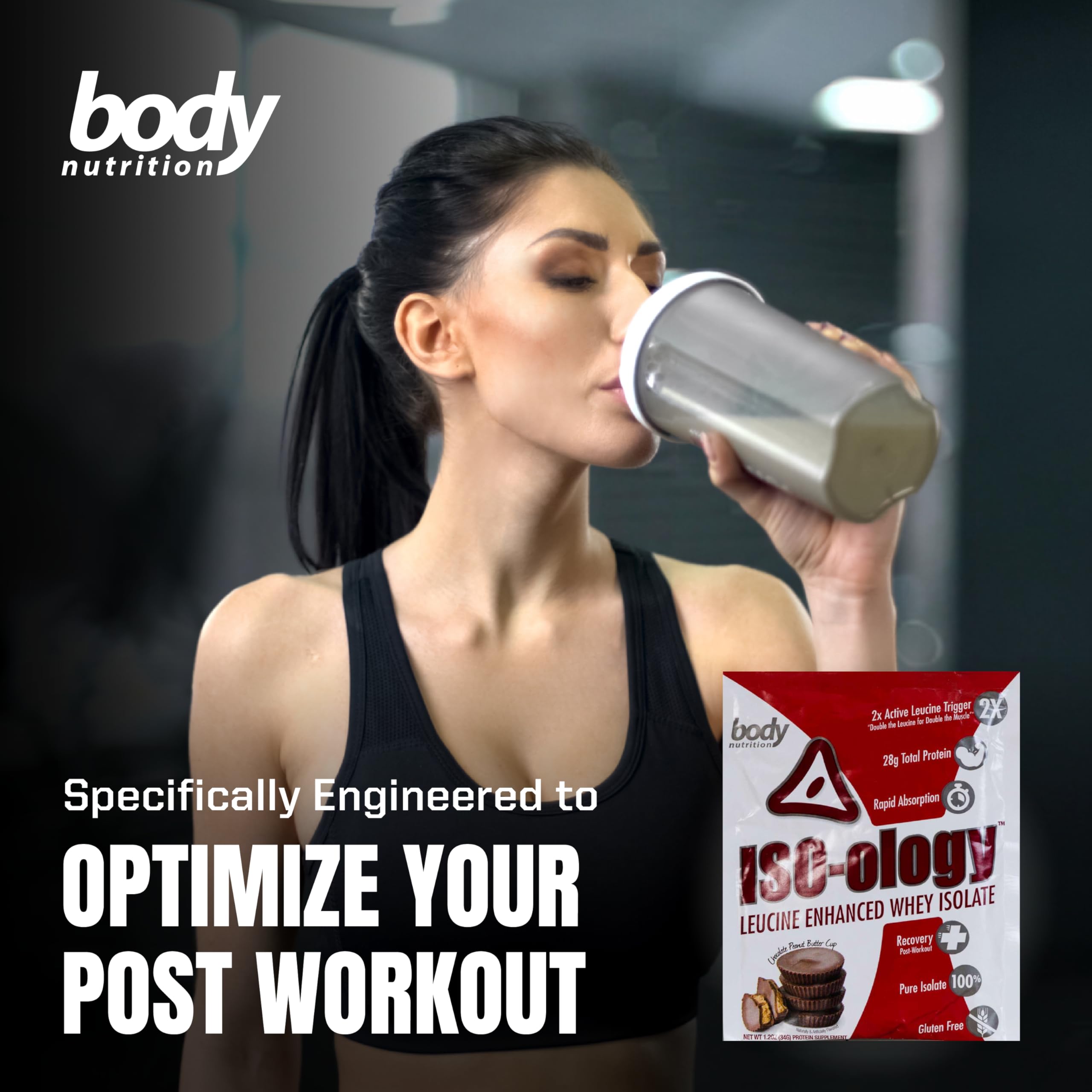 ISO-Ology Leucine-Enhanced Whey Isolate Protein Powder - Gluten Free, Low Sugar & Low Carb - Chocolate Peanut Butter Cup Flavor (34g) | Post Workout Recovery Shake for Muscle Growth & Fitness Enthusiasts