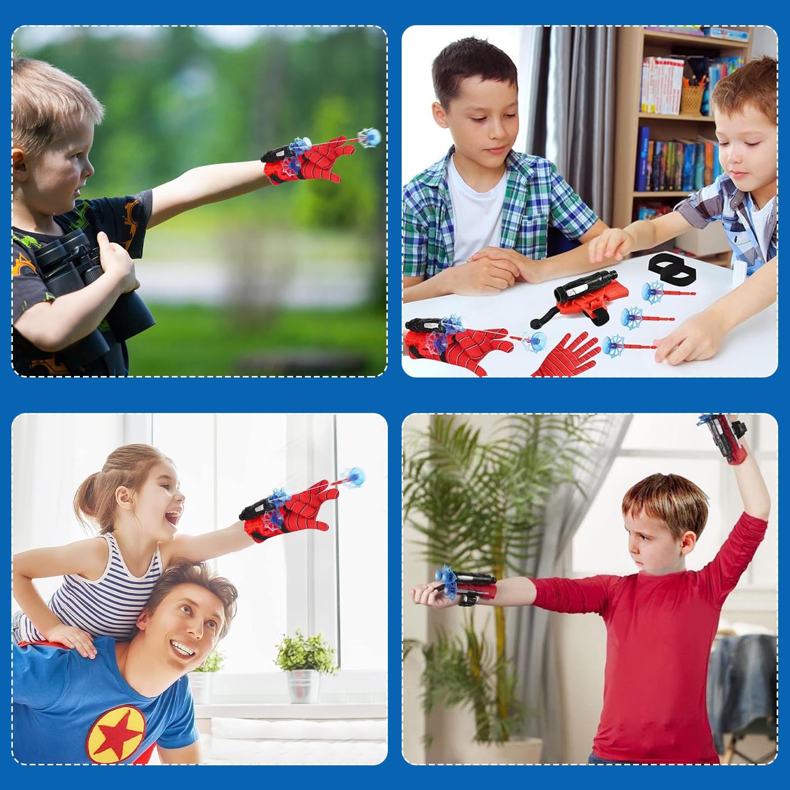 Spider-Man Web Shooter Gloves Set - 2 Pack Superhero Wrist Launcher Toys for Kids, Fun Educational Role Play & Cosplay Costume Accessories - Perfect for Halloween, Birthday Parties & Superhero Playtime