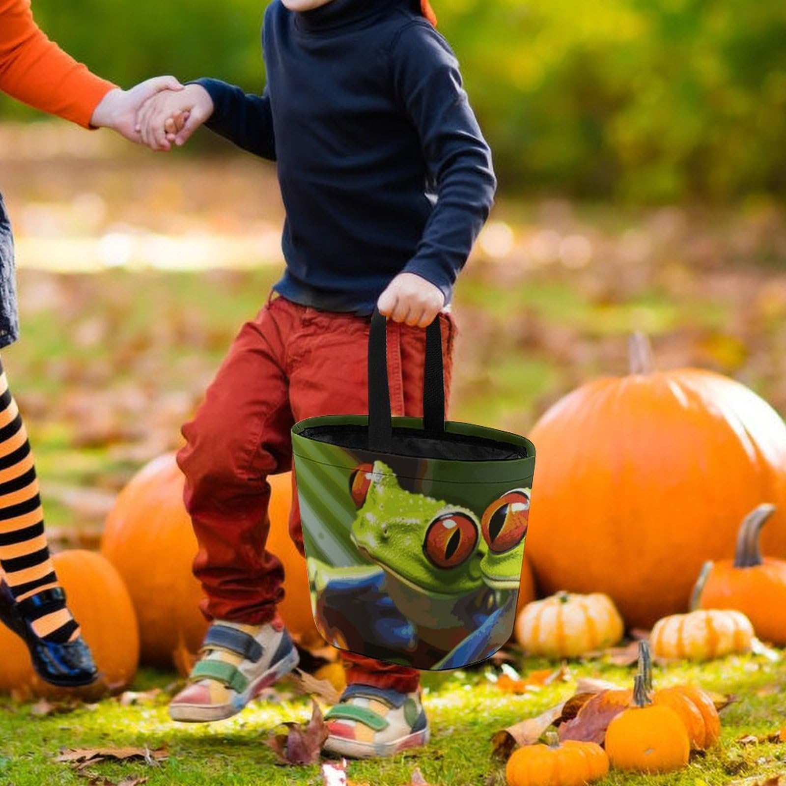 Halloween Tote Bags Large - Red Eyed Tree Frog Trick or Treat Candy Bucket for Kids & Adults - Perfect for Halloween Parties, Trick-or-Treating & Candy Collection