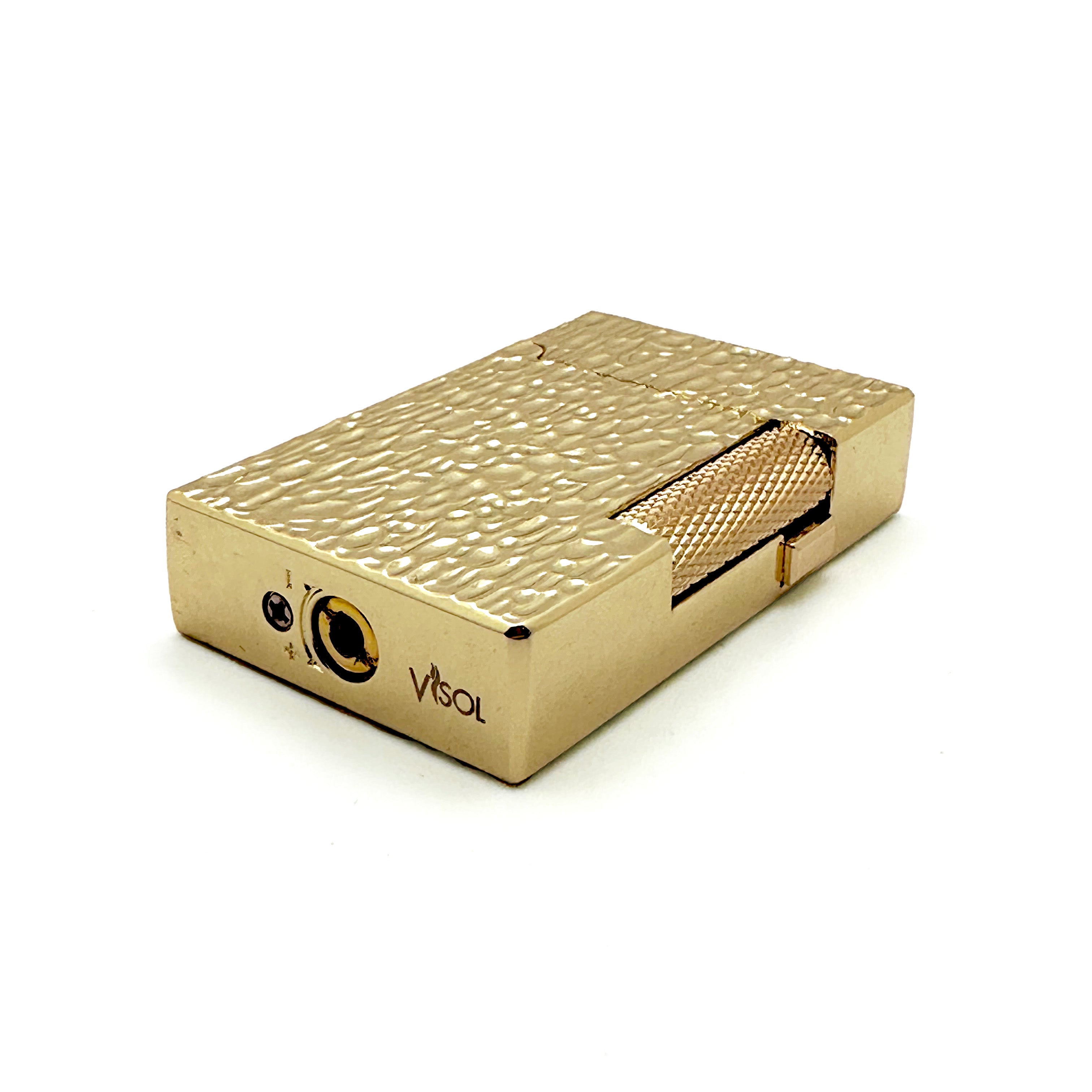 Visol Hubbard Hammered Soft Flame & Torch Flame Flint Lighter in Gold - Perfect for Cigars, Candles & Outdoor Camping Use