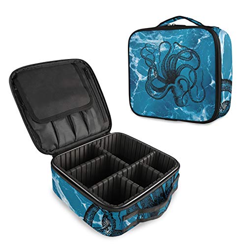Large Women's Makeup Bag with Octopus Kraken Tentacles Design - Portable Train Toiletry Storage Case & Travel Cosmetic Organizer - Zipper Pouch for Cosmetics, Coins & Accessories - Perfect for Women & Girls Travel, Daily Use & Gift Giving