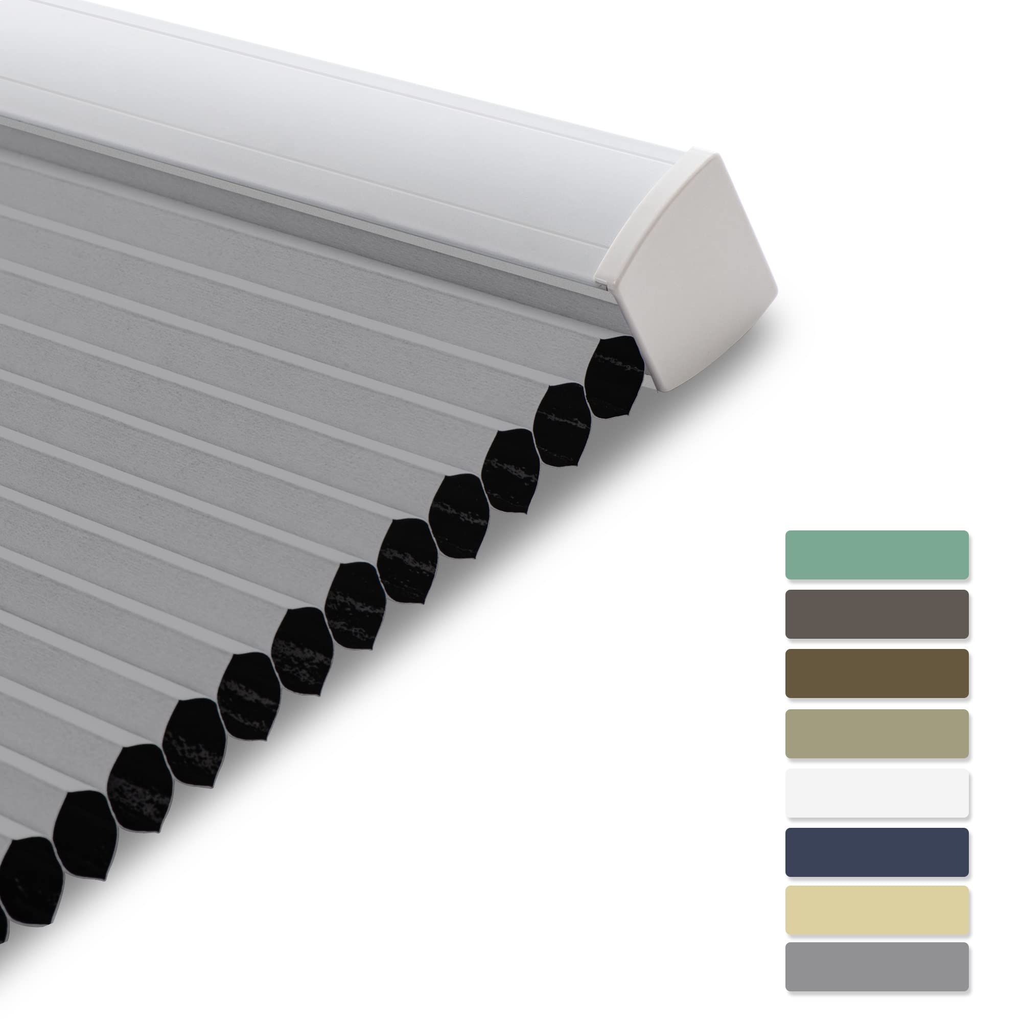 BERISSA Cordless Cellular Shades - Blackout Thermal Insulated Honeycomb Blinds for Windows | Custom Size Free-Stop Cell Shades | Light Gray (28.5