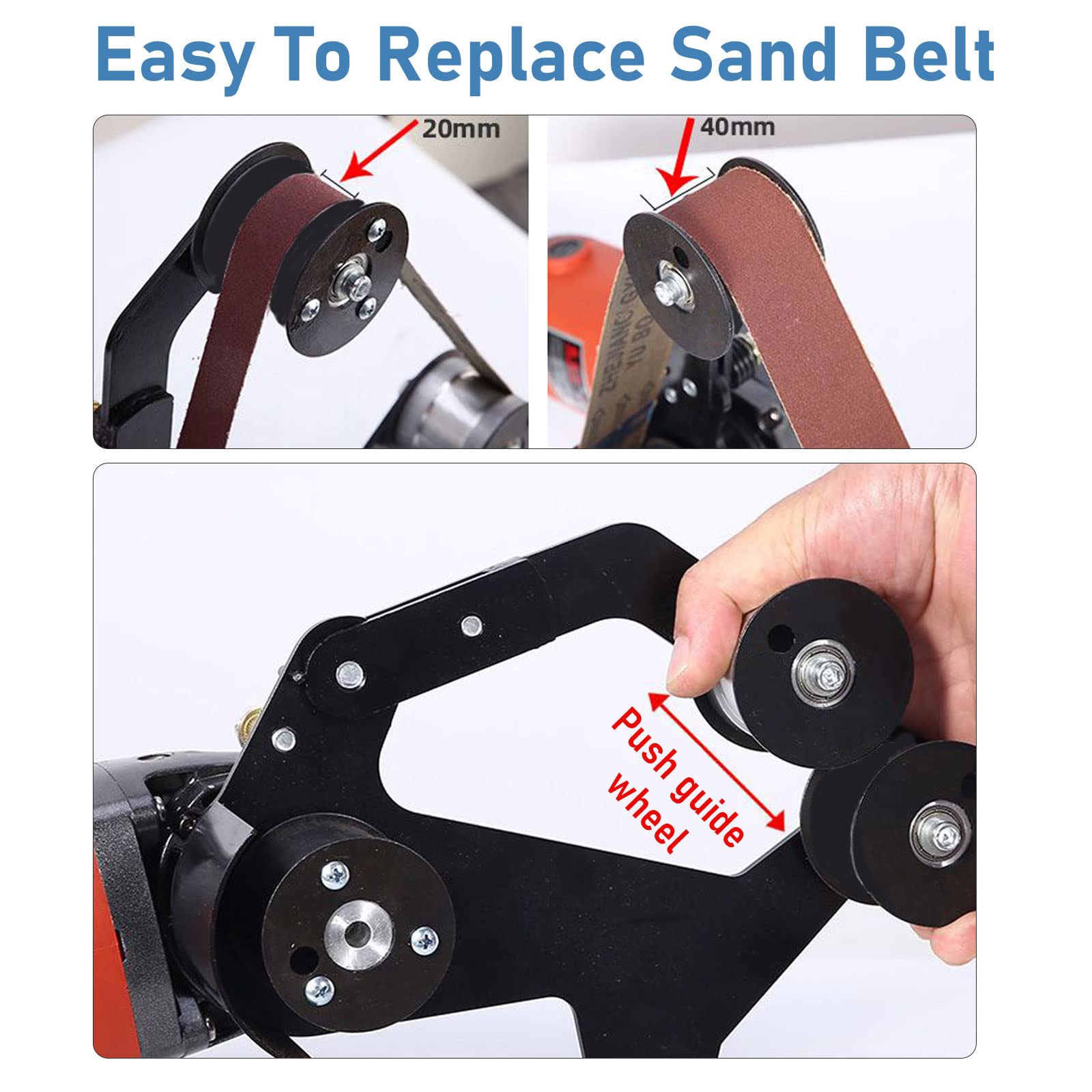 Angle Grinder Belt Sander Adapter - 5/8-11 Thread Pipe & Tube Polishing Kit with 40mm Sanding Belts for Rust Removal - Perfect for Metalworking, Wood Sanding & DIY Home Projects