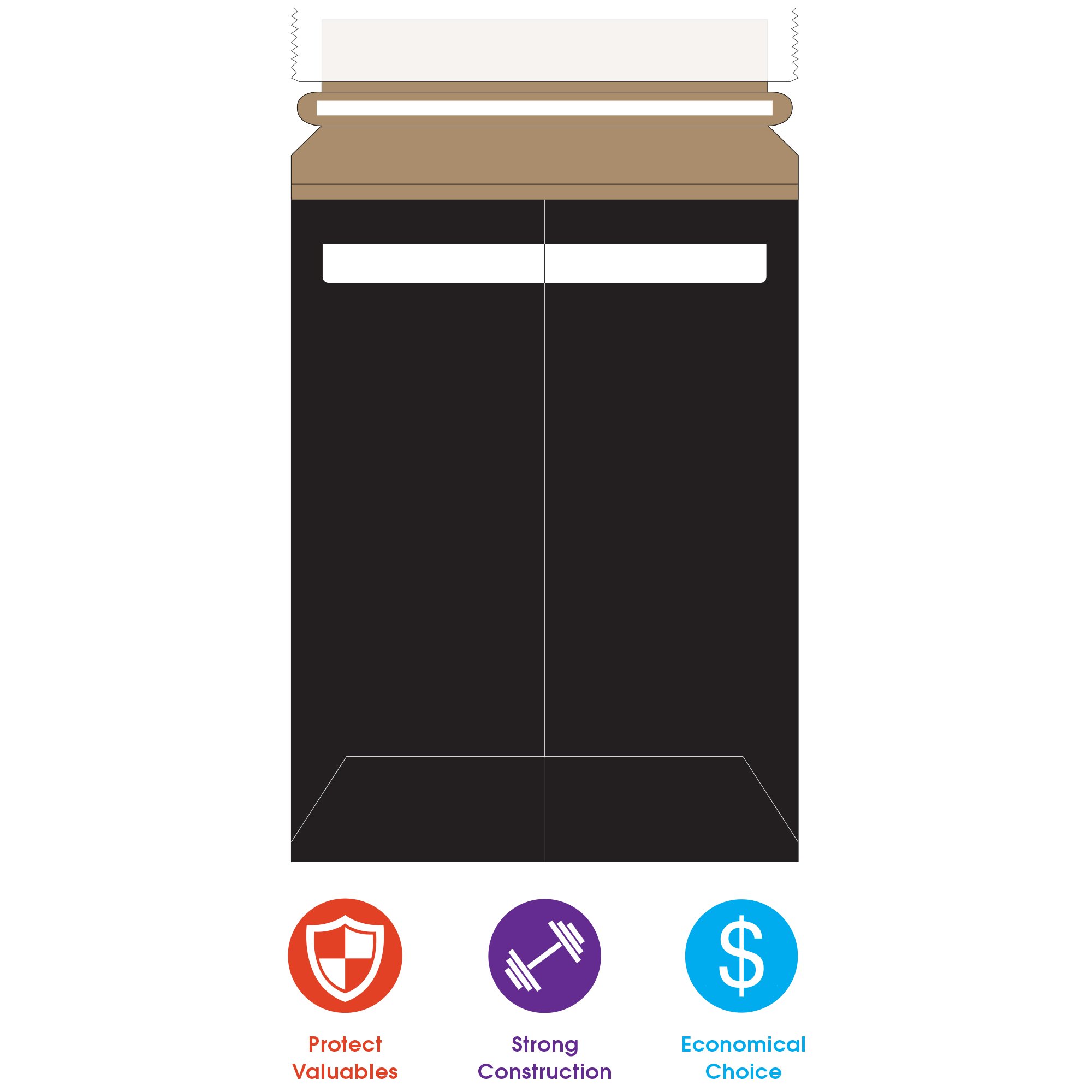 Tape Logic 17 x 21 Inch Stayflats Rigid Flat Mailers - Black (Pack of 100) | Photo & Document Mailers with Peel & Seal Closure | Easy Tear Strip Opening | Perfect for Shipping Photos, Documents & Small Packages