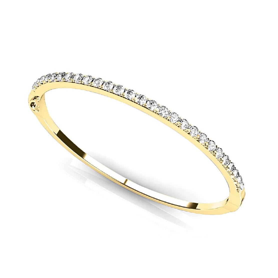 2.0 Carat Round Diamond Classic Bangle Bracelet - 14K White Gold Pave Setting for Women | Elegant Jewelry Gift for Anniversary, Wedding & Special Occasions