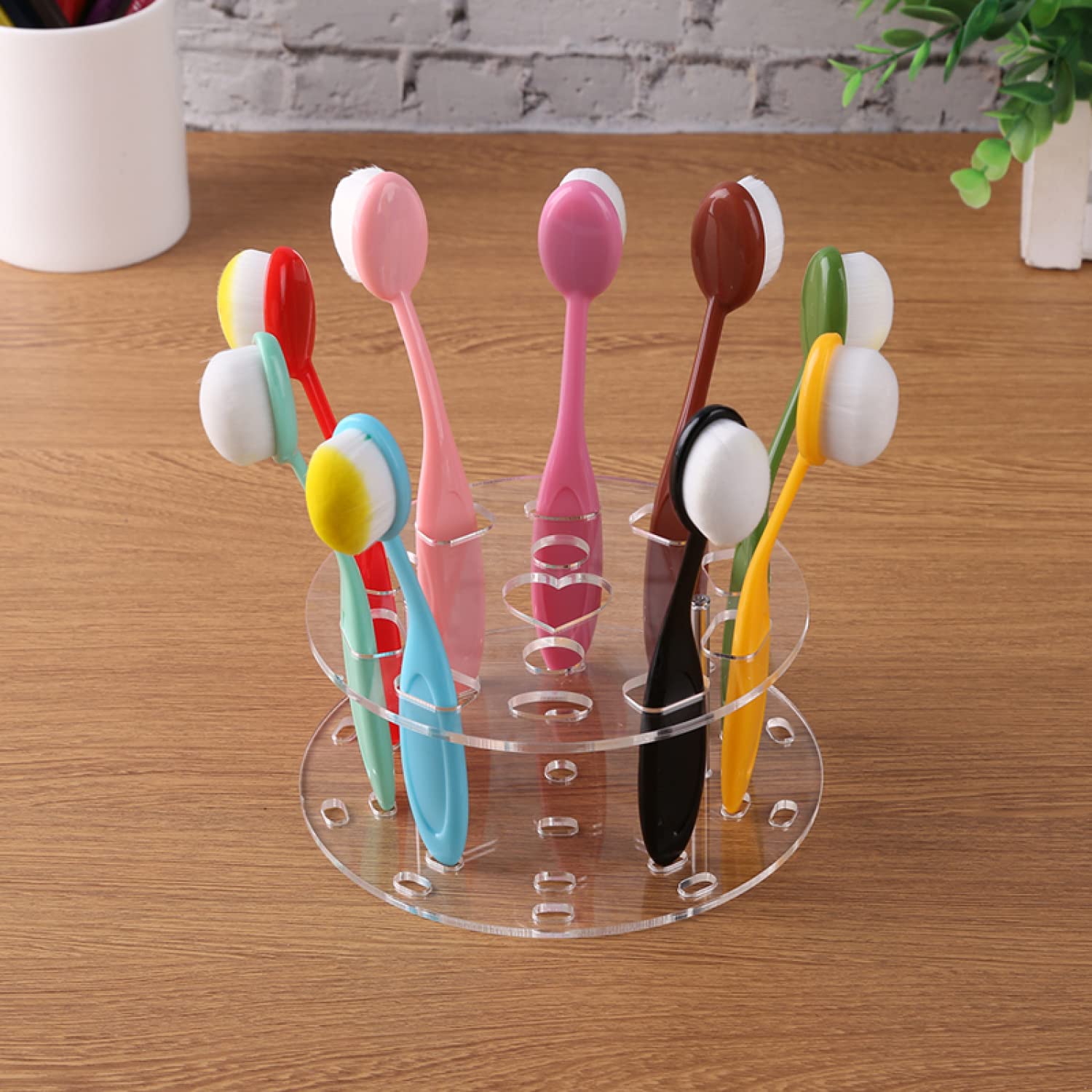 10-Piece Ink Blending Brushes Set with Lids & Round Holder - Perfect for Scrapbooking, Card Making, Paper Crafts & Background Blending - DIY Art Supplies for Painting, Mixed Media & Creative Projects