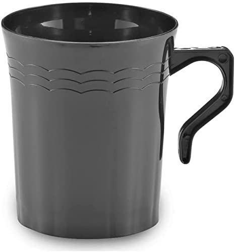 EMI-REM8 8 oz Black Disposable Plastic Coffee Mug - Bulk Pack of 192 Cups for Wedding, Party, Office & Events - Great for Hot/Cold Beverages, Tea, Coffee & Cocktails