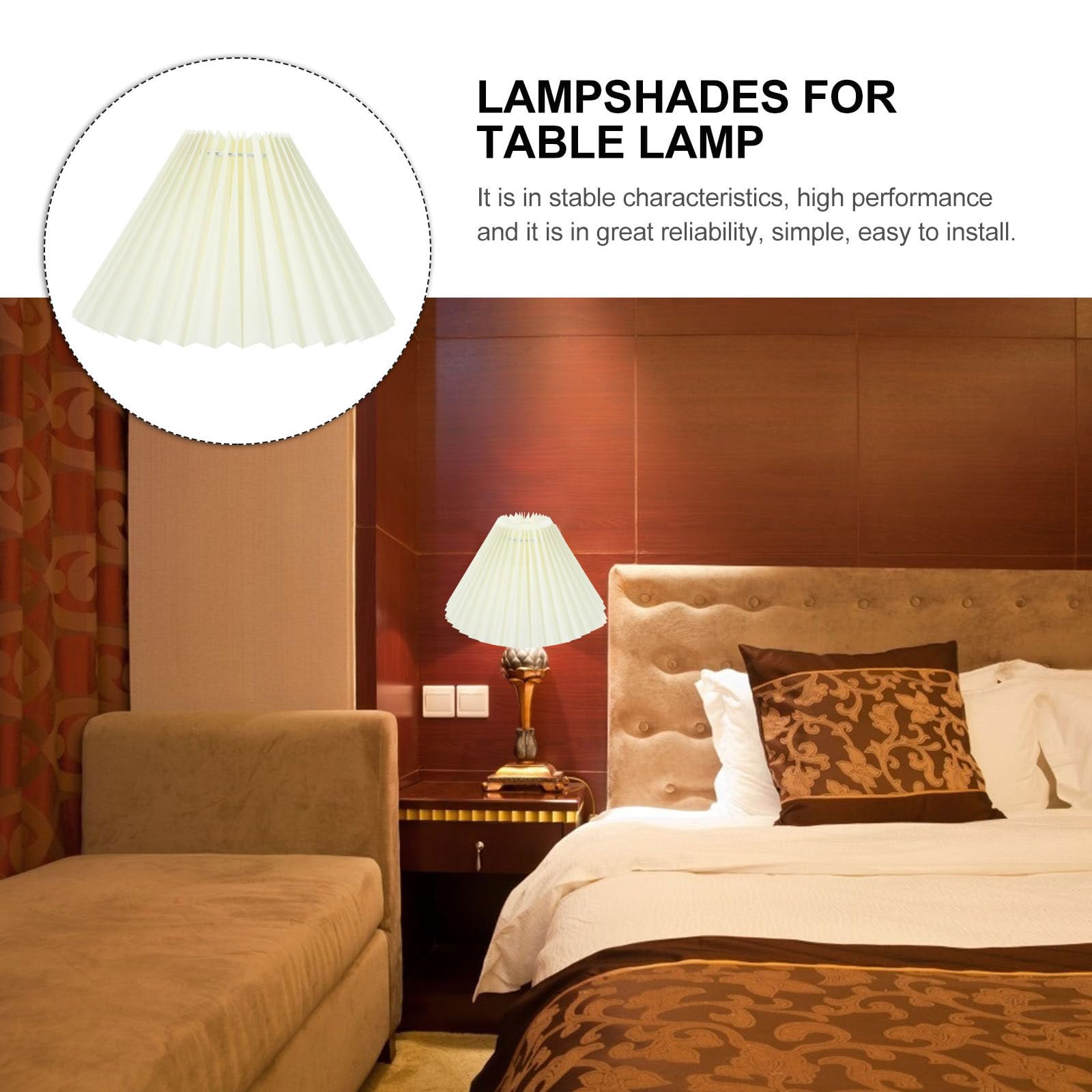 OSALADI Beige Pleated Lamp Shade - Fabric Pleated Chandelier & Pendant Light Shade - Small Clip-On Lampshade for Table & Floor Lamps - Perfect for Living Room, Bedroom & Office Lighting Decor