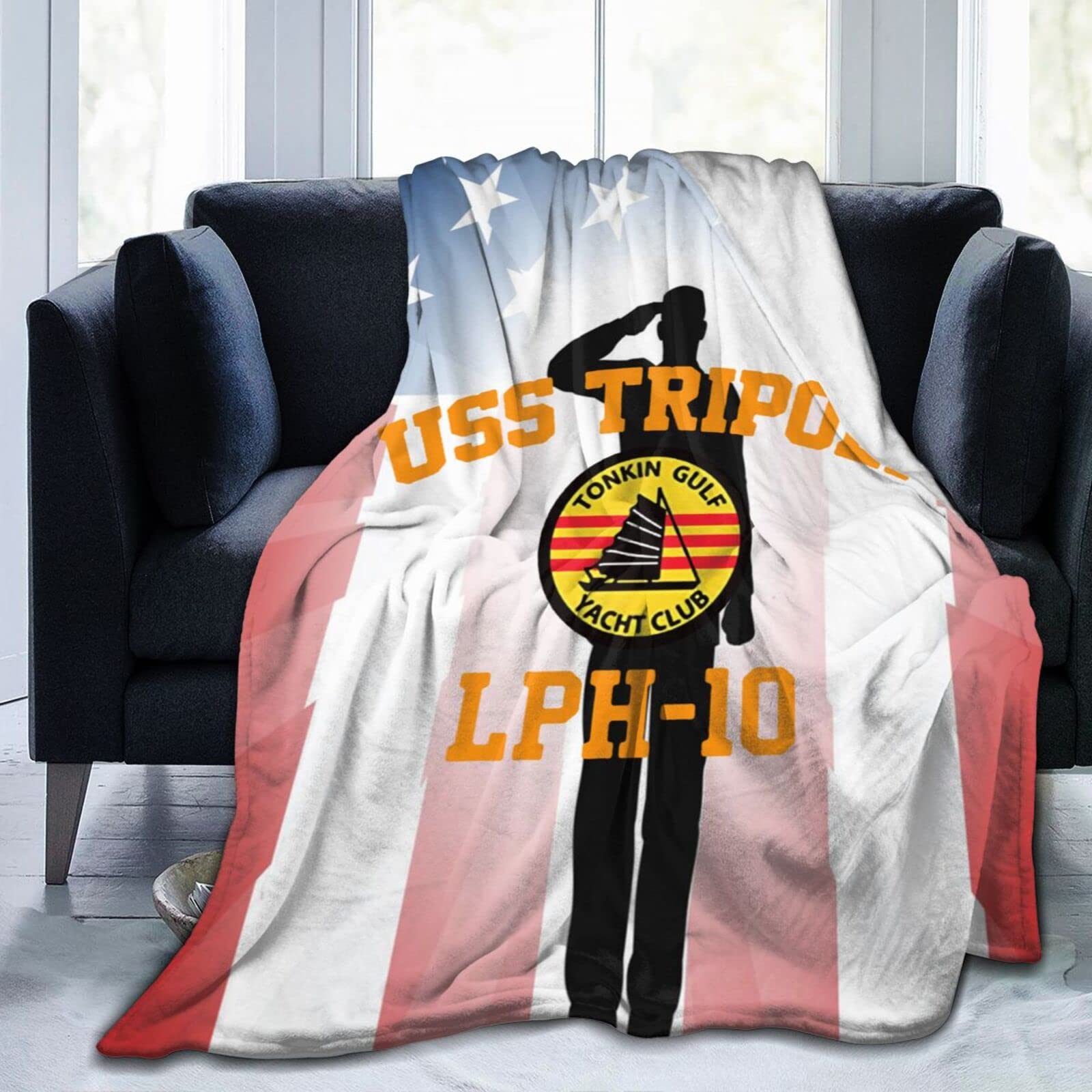 USS Tripoli LPH-10 Soft Lightweight Blanket - Cozy Fleece Throw for Bed, Couch & Living Room - Perfect for Home, Office, Travel and Gift Giving