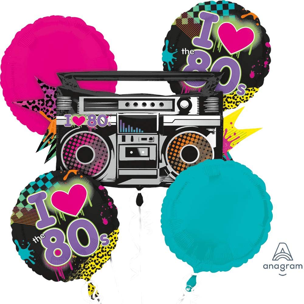 LOONBALLOON 80's Style Musical Balloons - Retro Party Decorations for Birthday Celebrations, Weddings & 80's Theme Parties