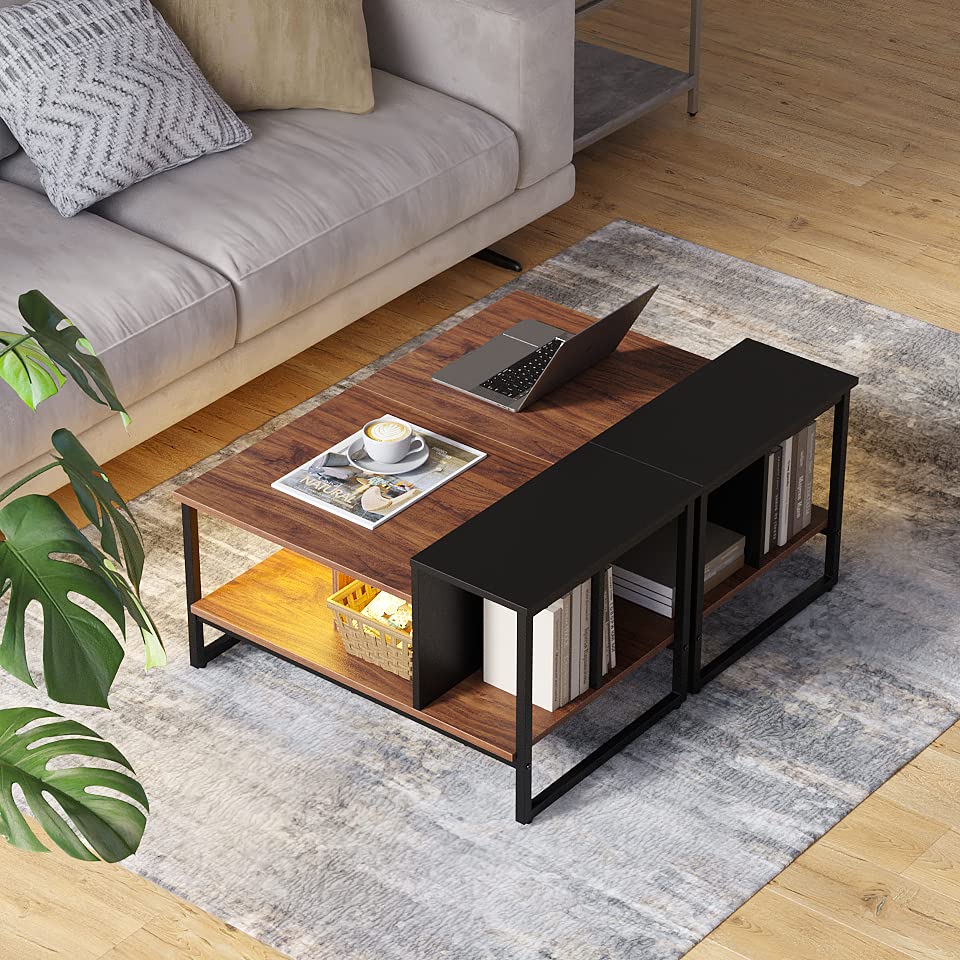 2-in-1 Yellow LED Lift Top Coffee Table - 63