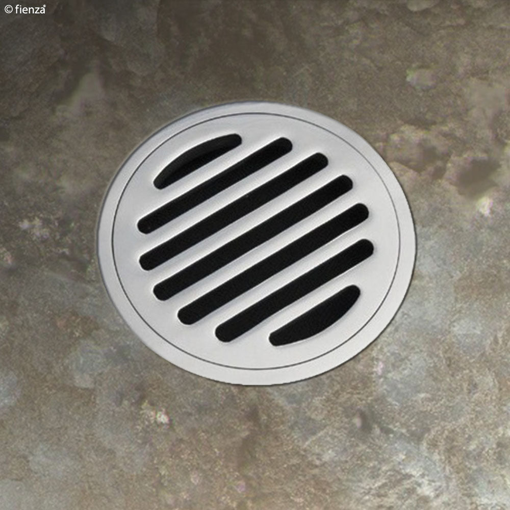 Fienza D307 100mm Chrome Round Floor Waste Drain with Round Grate - Bathroom Shower & Laundry Room Drainage Solution