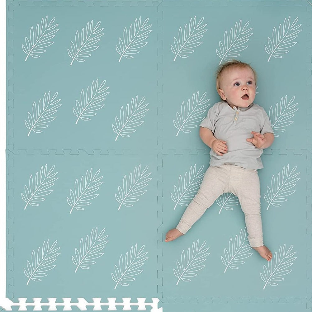 Leaf Theme Puzzle Play Mat Tiles - Soft Foam Floor Tiles for Kids, Safe & Non-Toxic - Perfect for Nursery, Playroom & Daycare Learning Activities