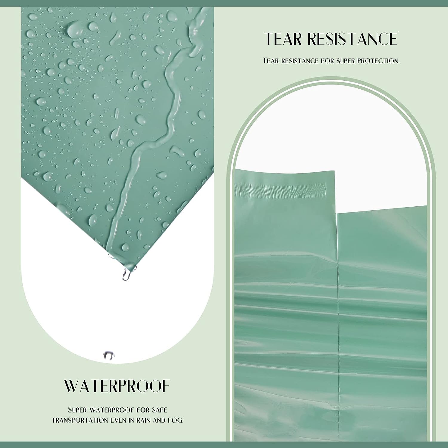 14.5x19 Inch Poly Mailer Envelope Shipping Bags - Waterproof Mailing Pouches for Ecommerce | Gray Jade Green | Perfect for Clothing, Books & Small Business Shipments