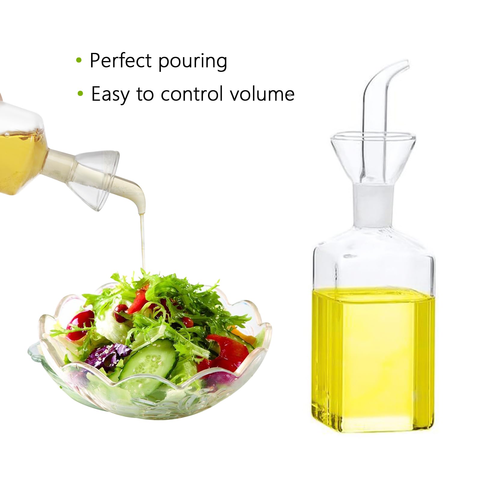 Premium 8oz Glass Oil Dispenser Bottle - Olive Oil Pourer & Vinegar Cruet for Cooking, Salad Dressing & Vinaigrette - Perfect for Kitchen, Dining Table & Gourmet Food Presentation
