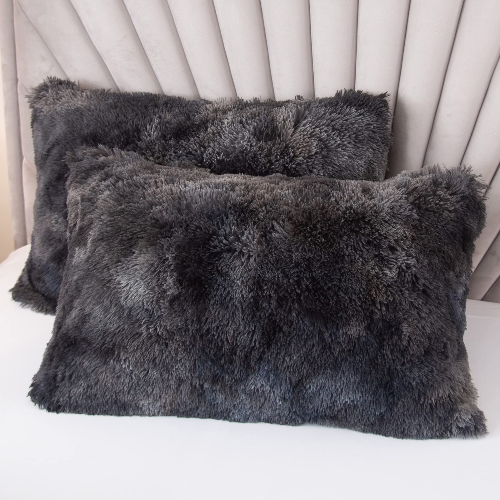 Luxury Fuzzy Duvet Cover Set Twin Size - Ultra Soft Fluffy Comforter Cover for Twin Bed - 2 Piece Shaggy Plush Bedding Set (Dark Grey) - Perfect for Cozy Winter Nights & Guest Room Decor