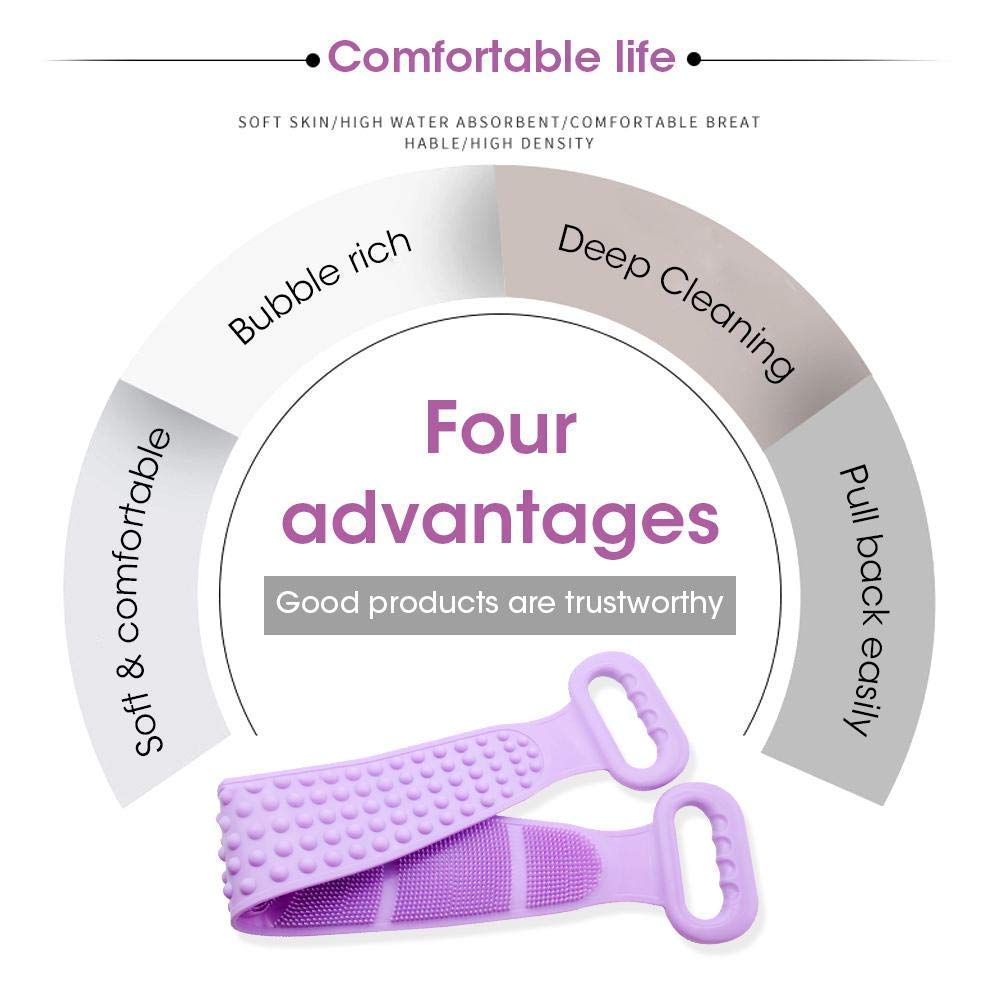 KINZILLA Waterproof Silicone Shower Massager Belt - Dual Exfoliating Body Scrubber & Cleaner for Deep Skin Cleansing (Multicolor) | Perfect for Spa, Bath & Relaxation at Home