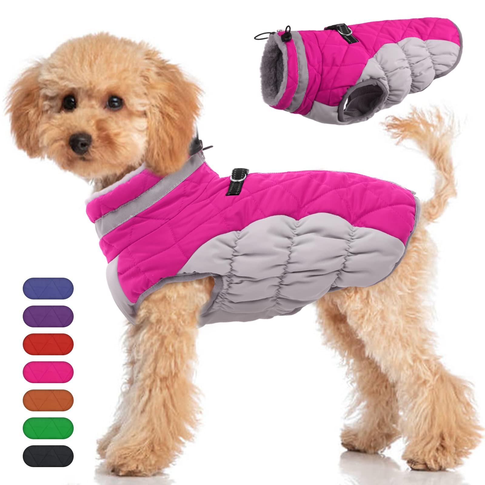 Small Dog Winter Coat - Waterproof & Warm Jacket with Built-in Harness for Cold Weather Protection | Perfect for Small Breed Dogs Outdoor Walking, Hiking & Winter Adventures