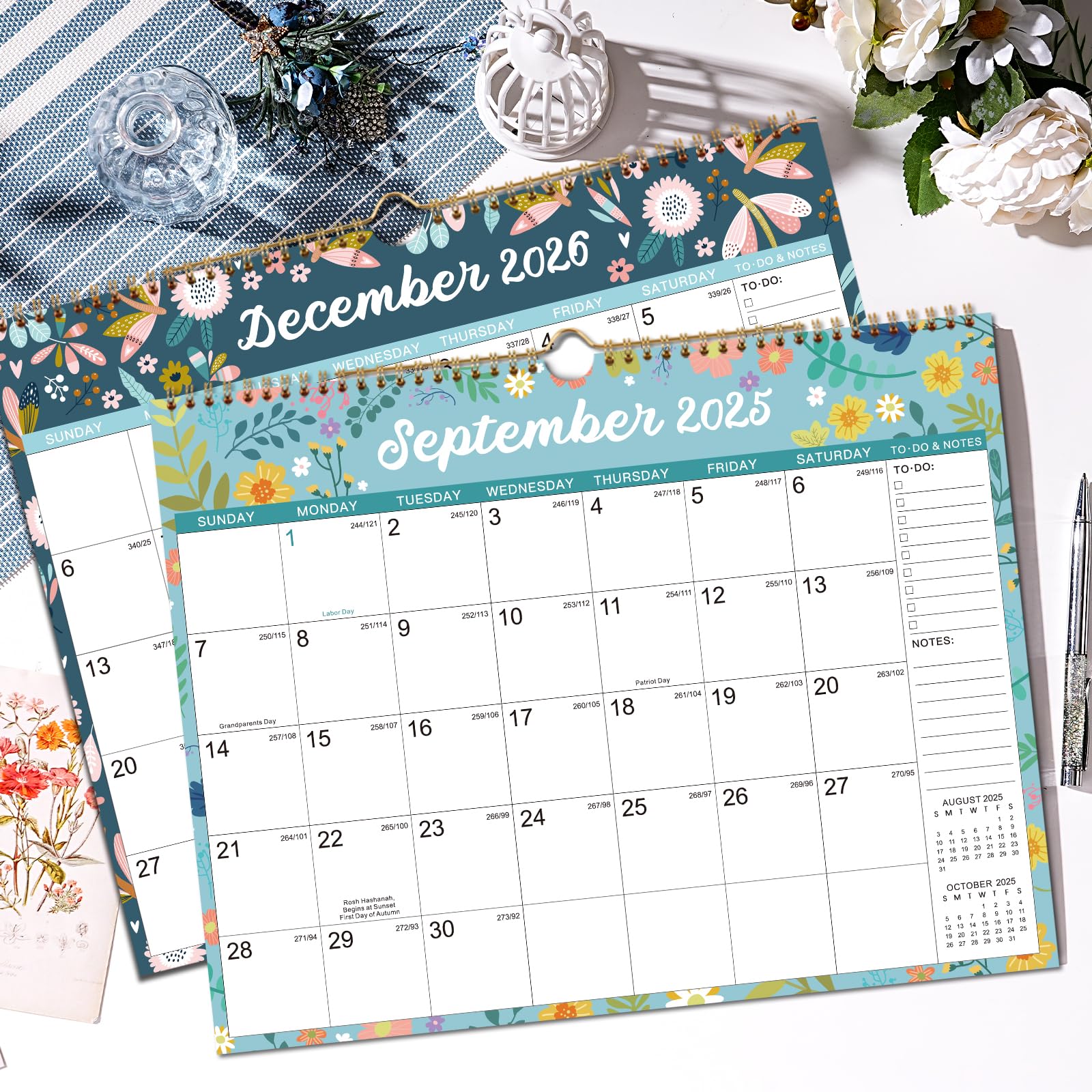 2025-2026 Wall Calendar | 18-Month Planner from July 2025 to December 2026 | Thick Paper & Durable Twin-Wire Binding | Floral Design | Perfect for Home, Office & School Organization
