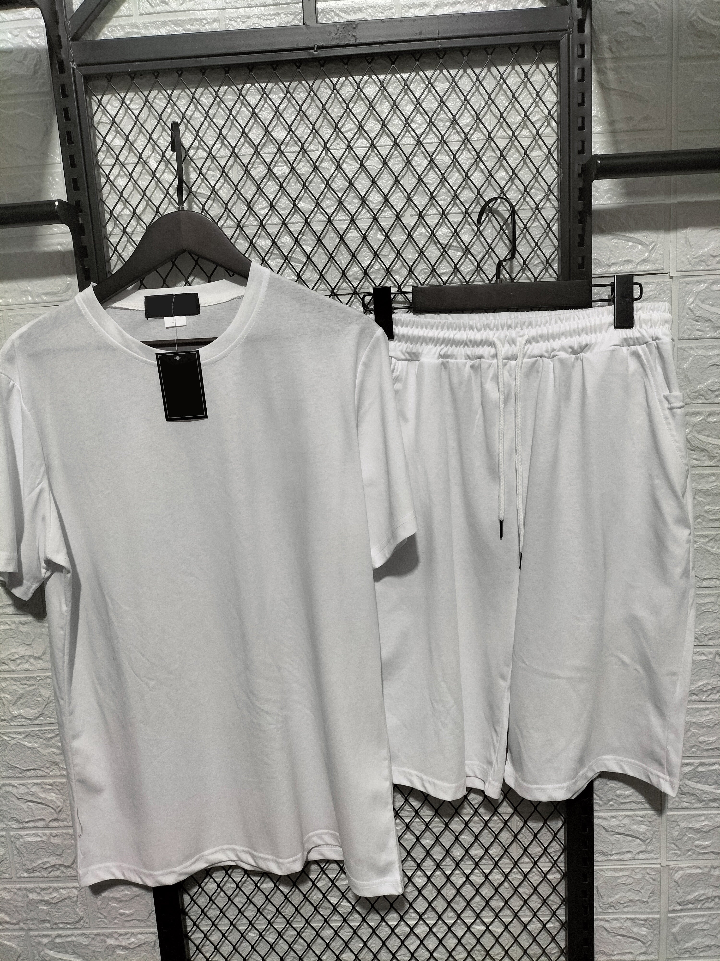 **Men's Casual Short Sleeve T-Shirt & Athletic Shorts Set - Comfortable Summer Outfit for Gym, Running, and Lounge Wear**