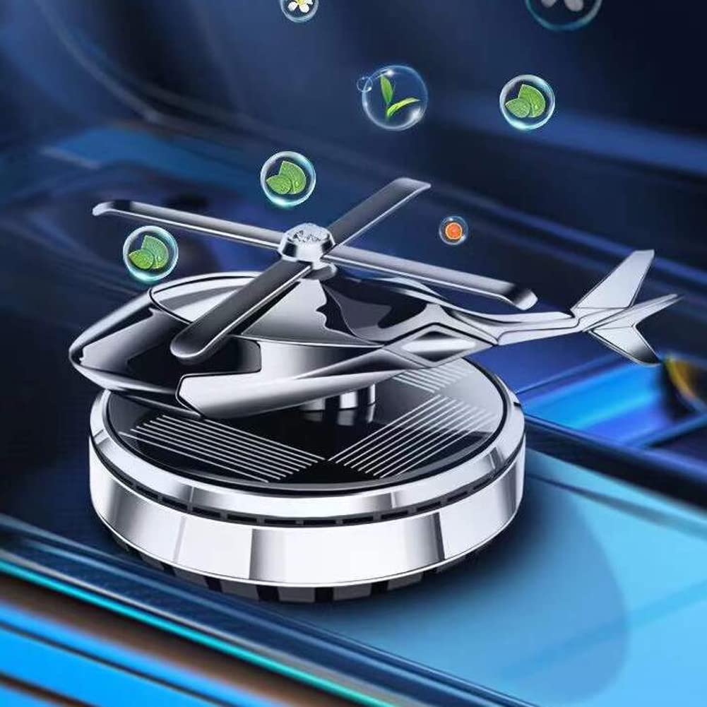 SEADEAR Solar-Powered Rotating Airplane & Helicopter Car Aroma Diffuser - Car Air Freshener & Decorative Ornament for Dashboard, Home, Office - Eliminates Odors with Natural Fragrance | Perfect for Car Interiors, Work Desks & Gift Giving