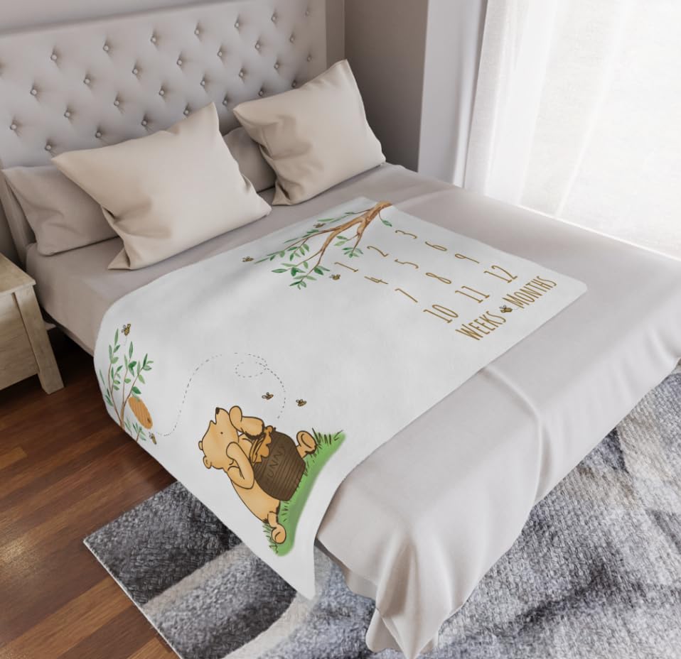 Winnie Bear Baby Milestone Blanket - Minky Fleece 60x40