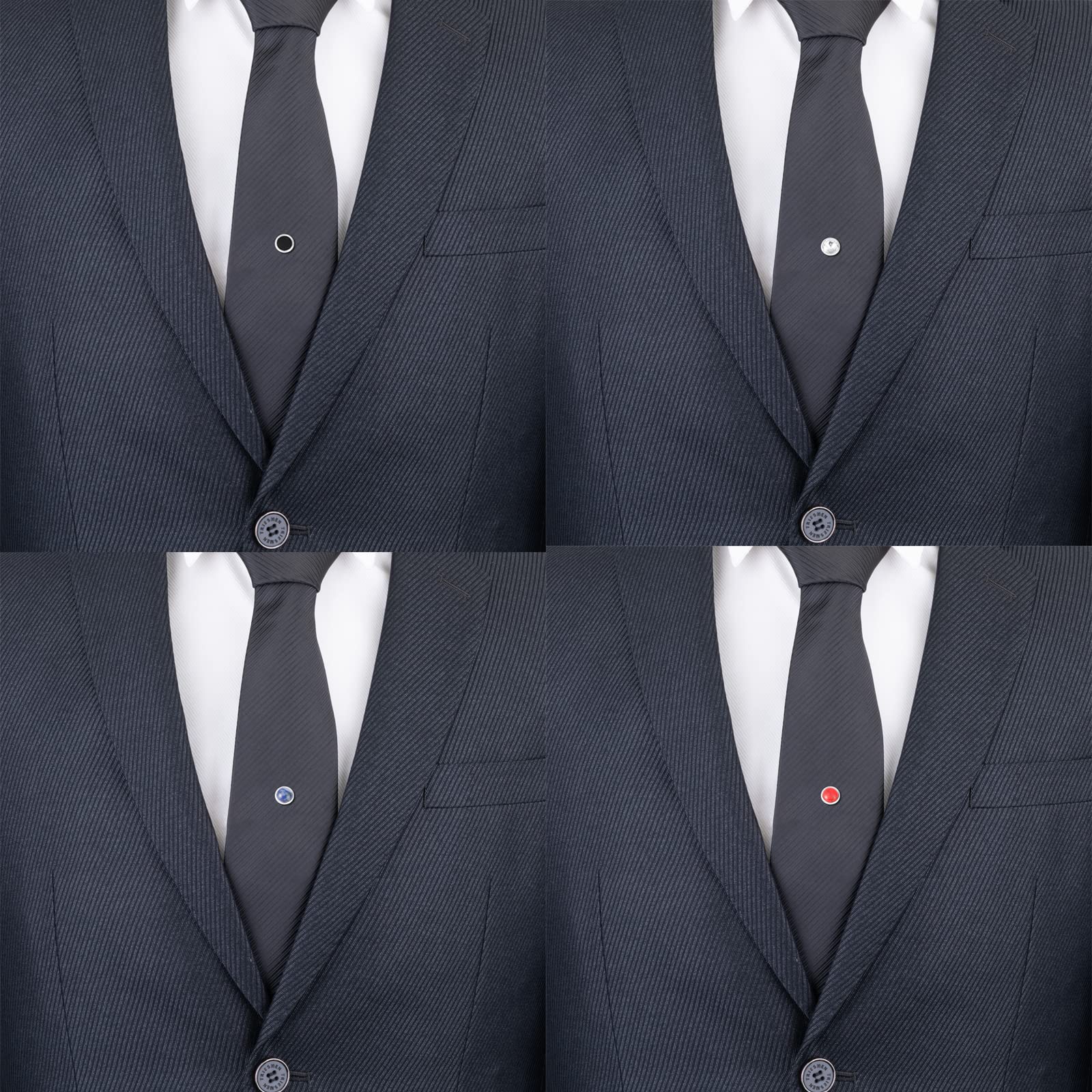 Silver Tie Pins for Men with Chain - Wedding & Business Gift for Formal Occasions