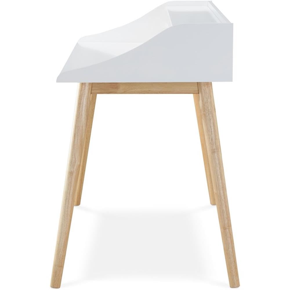 Alton Retro White Writing Computer Desk - Home Office Laptop Workstation & Study Table for Small Spaces | Perfect for Remote Work, Online Classes & Gaming Setup