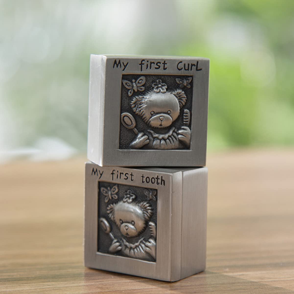 Baby Keepsake Box for First Tooth & Curl - Decorative Memory Storage Box with Engraved Design - Perfect for Baby's First Milestones, Christening Gifts & Nursery Decor