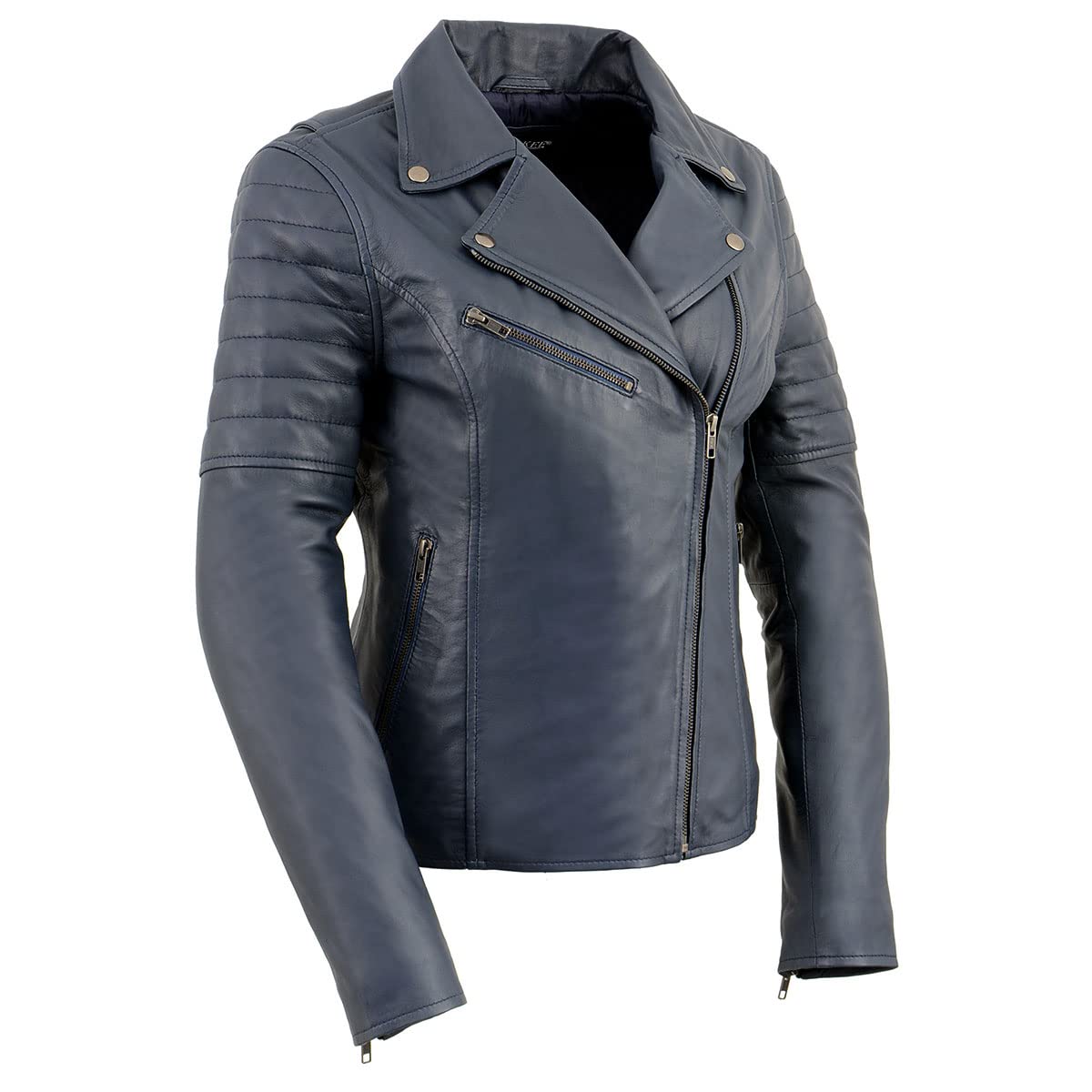 Milwaukee Leather Women's Maiden Aqua Premium Sheepskin Motorcycle Jacket with Studs SFL2840 - Stylish Biker Jacket for Riding & Casual Wear