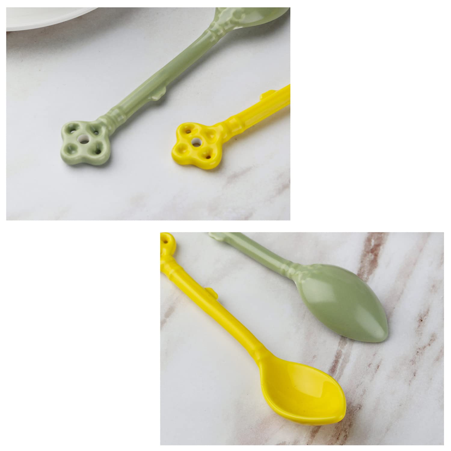 6-Piece Ceramic Espresso Spoon Set - Small Coffee & Demitasse Spoons for Dessert, Tea, Ice Cream - Perfect for Coffee Shops, Home Kitchens & Gift Giving