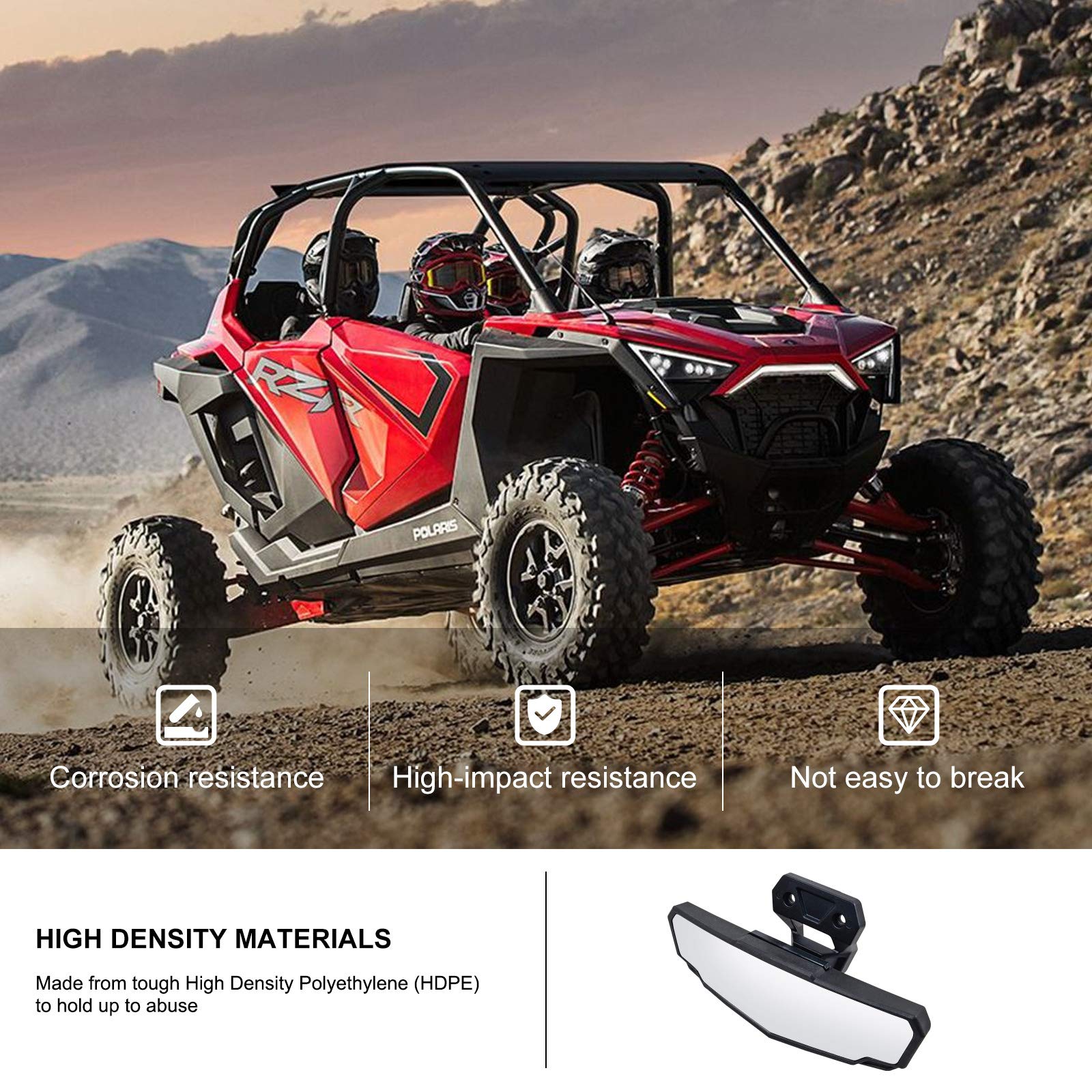 KIWI MASTER Rear View Mirror for 2024-2025 Polaris RZR XP 1000, 2020-2025 RZR Pro XP/Pro S/Pro R/Turbo R/Trail - Wide Angle Convex Racing Mirror (Part #2883763) - Perfect for Off-Road Adventures & Trail Riding