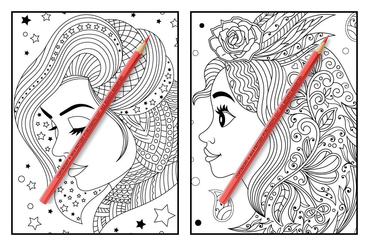 Flower Girls: Cute Manga Adult Coloring Book with Fun Hairstyles & Beautiful Floral Patterns | Stress Relief & Relaxation for Women | Perfect for Art Therapy, Mindfulness & Creative Hobbies