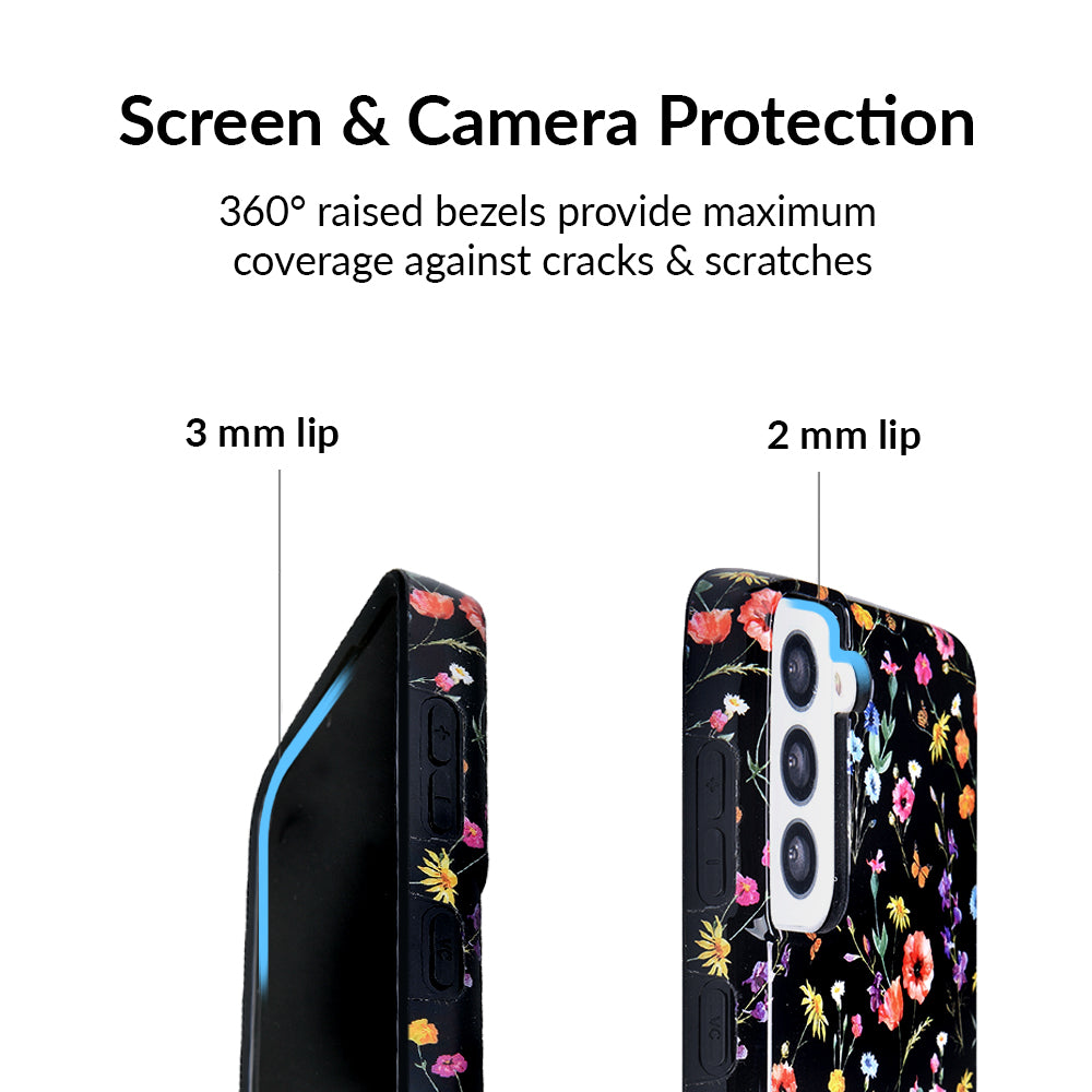 Samsung Galaxy Phone Case with Black Wildflower Design - Stylish & Protective Cover for Everyday Use