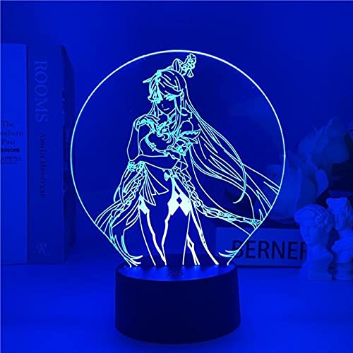 Ningguang Figure Anime LED Night Light - 3D Table Lamp with 16 Color Changing Modes & Remote Control - Genshin Impact Bedroom Decor for Fans - Perfect Gift for Gaming Enthusiasts & Anime Lovers (Use in Bedrooms, Gaming Rooms, or as Collector's Display)