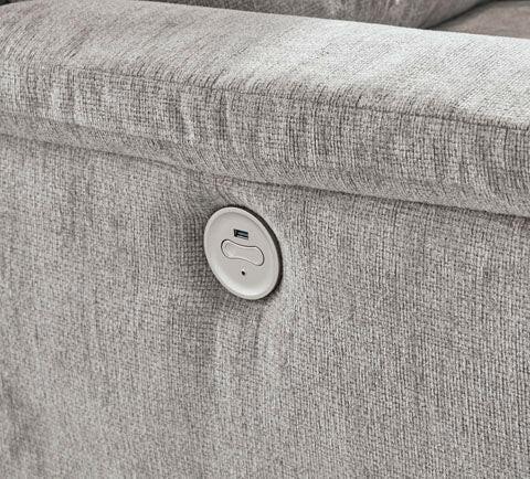 Barnsana Ash Power Reclining Sofa with USB Charging Ports - Modern 3-Seater Leather Recliner Couch for Living Room, Home Theater & Family Room Relaxation