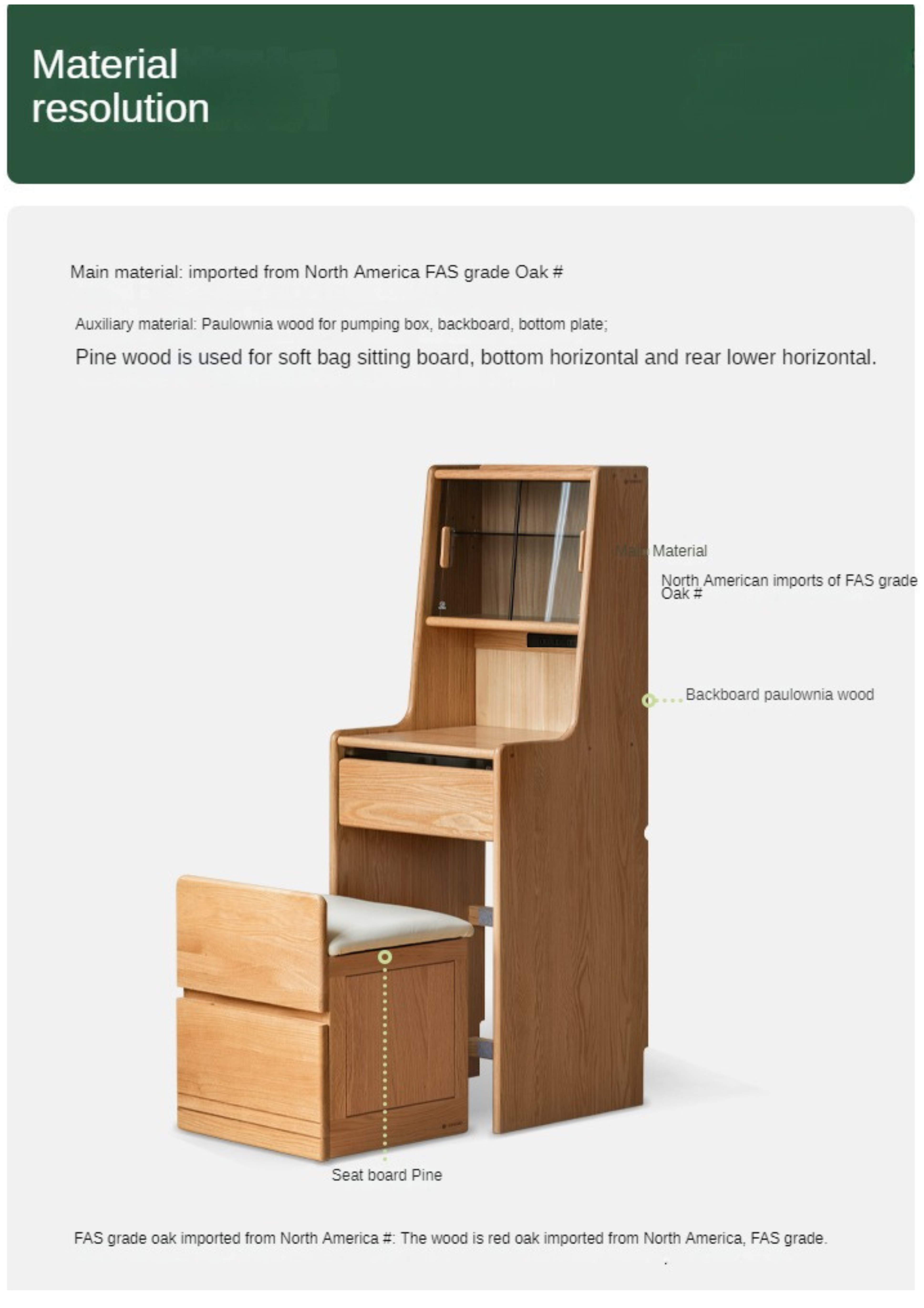 Solid Oak Wood Modern Minimalist Bedside Dressing Table - Perfect for Small Bedrooms & Apartment Vanity Areas