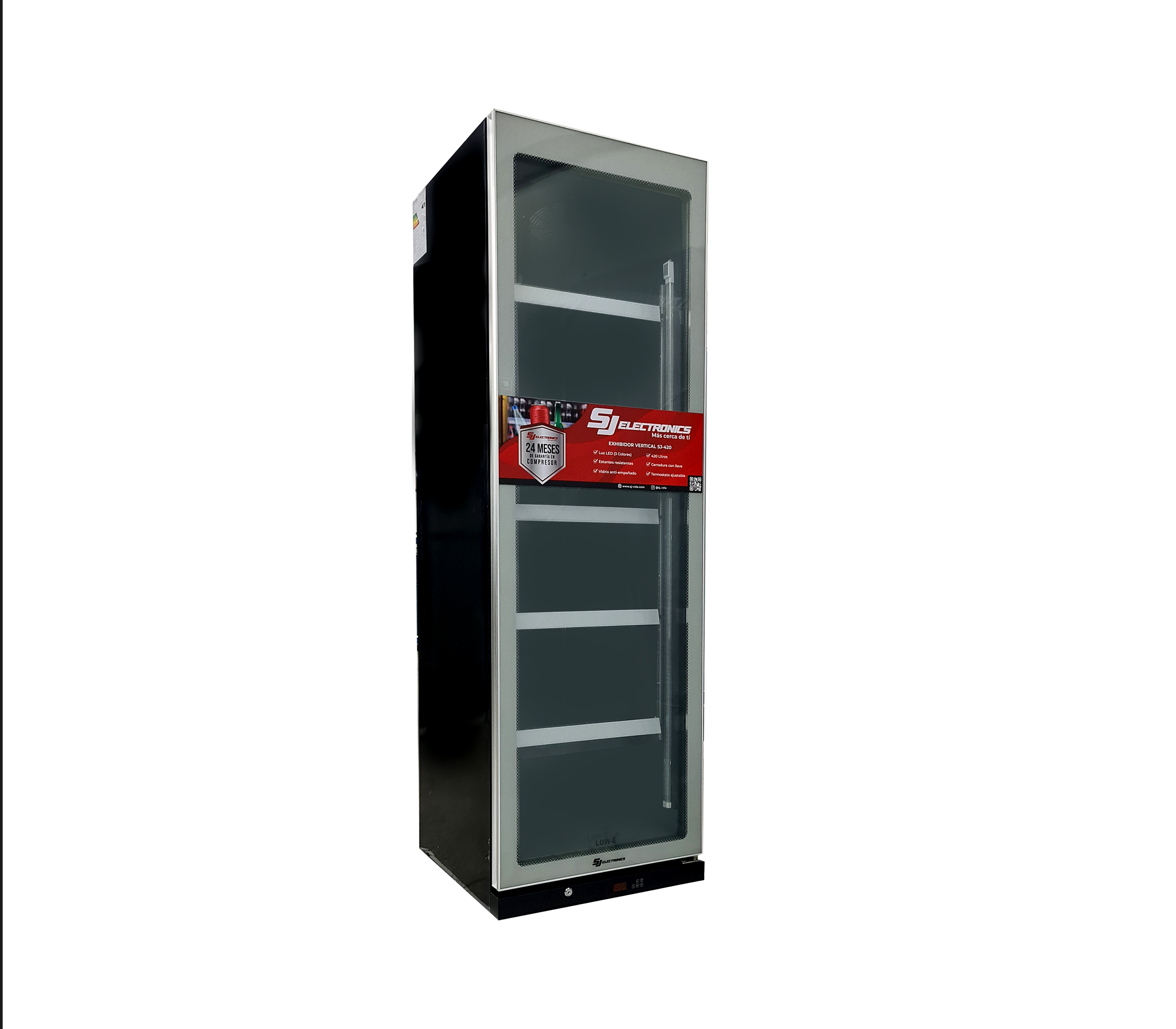 420L Vertical Display Freezer - SJ 420 Commercial Refrigerator for Restaurants & Convenience Stores | Energy Efficient Glass Door Merchandiser by SJ Electronics